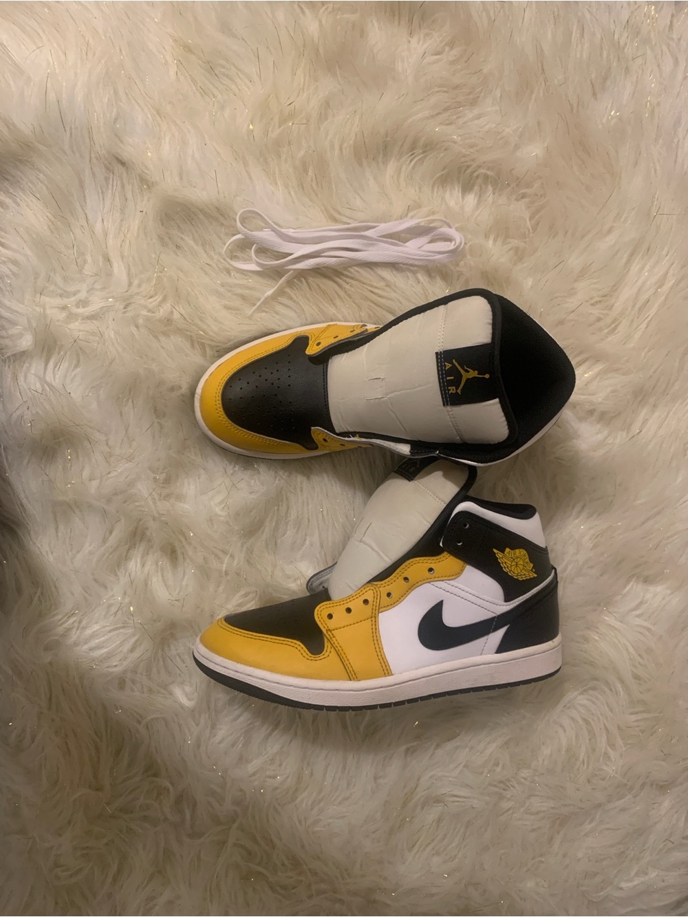 Jordan High-Top Sneakers in Yellow, Black & White